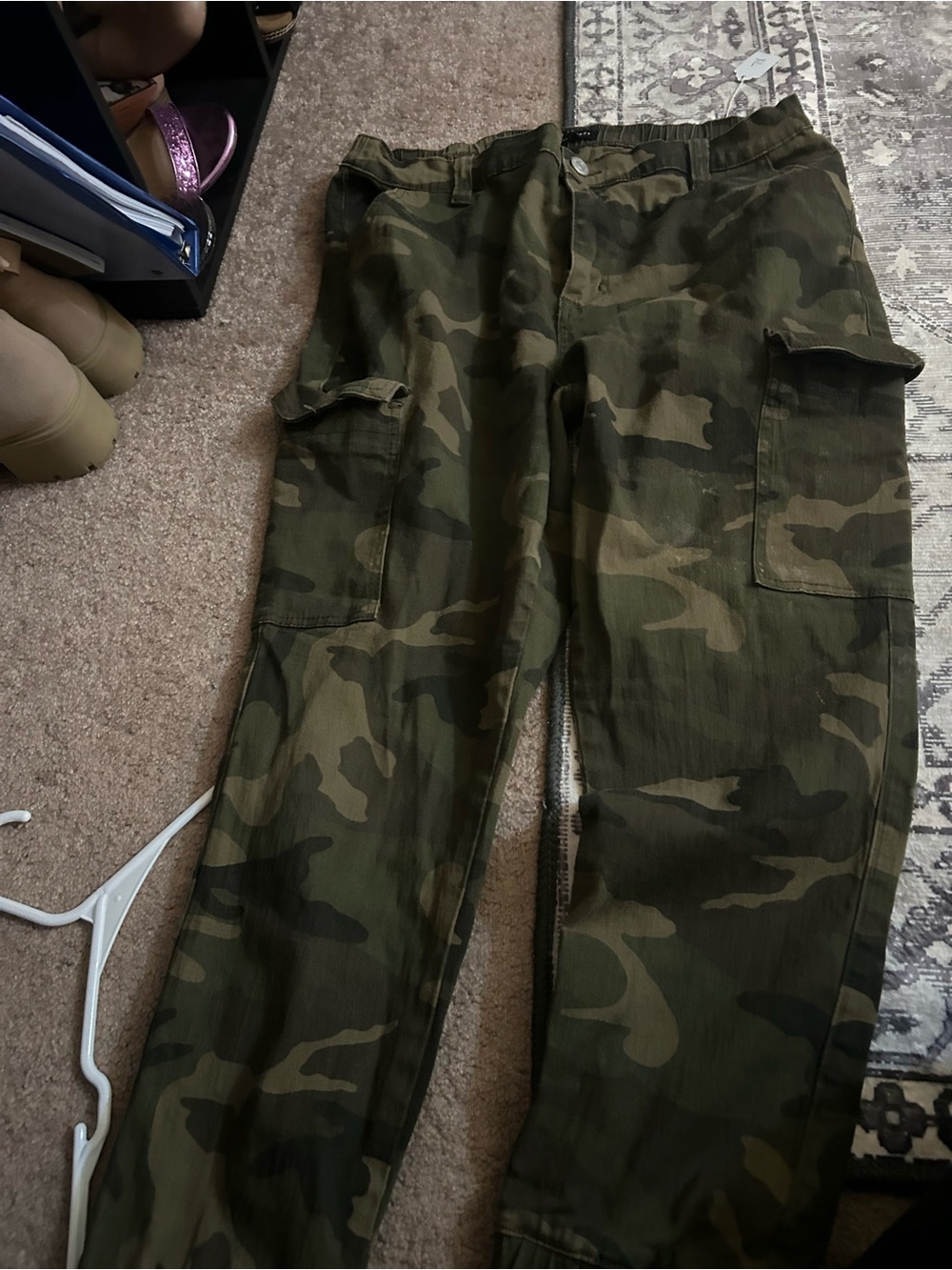 Almost Famous Women's Camouflage Cargo Pants - Olive & Dark Green